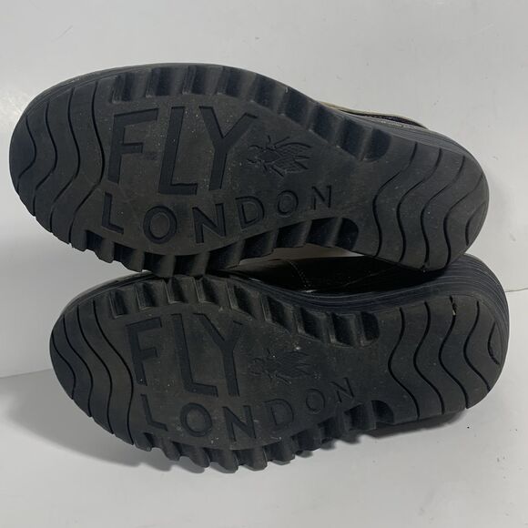 Fly London Yasi Metallic Bronze Leather Platform Wedge Shoes - EUR 37 W - Picture 16 of 16